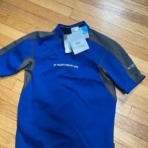 NWT Hydroskin wet suit tshirt XL unisex sizing blue short sleeve NRS neoprene